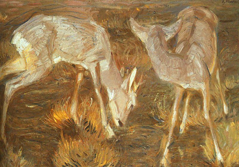 Franz Marc Deer at Dusk Spain oil painting art